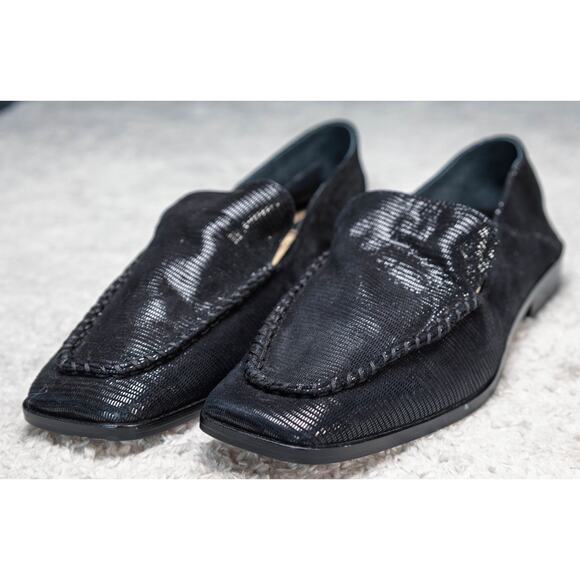 Dolce Vita Beny Black Onyx Leather Snake Print Loafers Womens Size 9 NEW - Picture 12 of 13